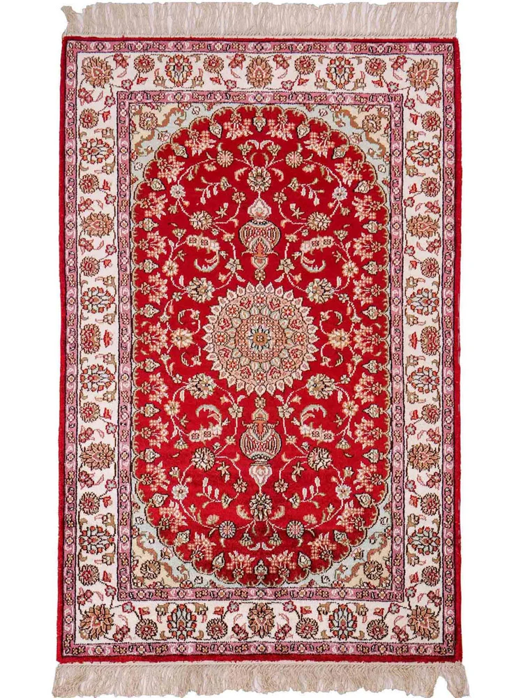 Silketeppe - Kina silke - 119 x 76 cm - rød