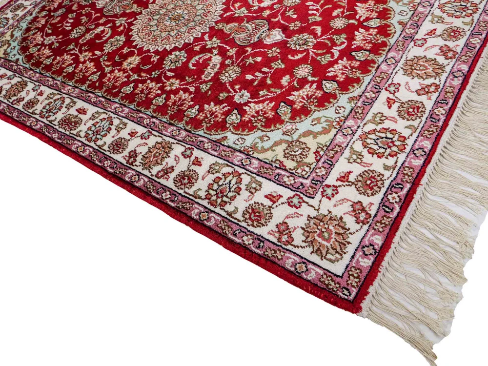 Silketeppe - Kina silke - 119 x 76 cm - rød