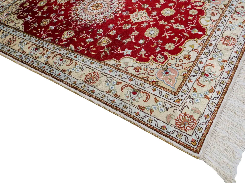 Silketeppe - Kina silke - 120 x 77 cm - rød