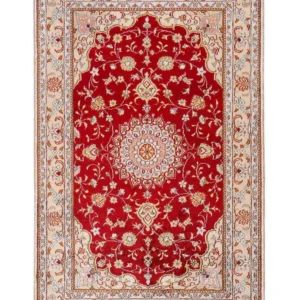 Silketeppe - Kina silke - 120 x 77 cm - rød