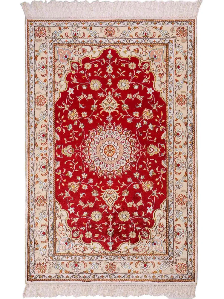 Silketeppe - Kina silke - 120 x 77 cm - rød