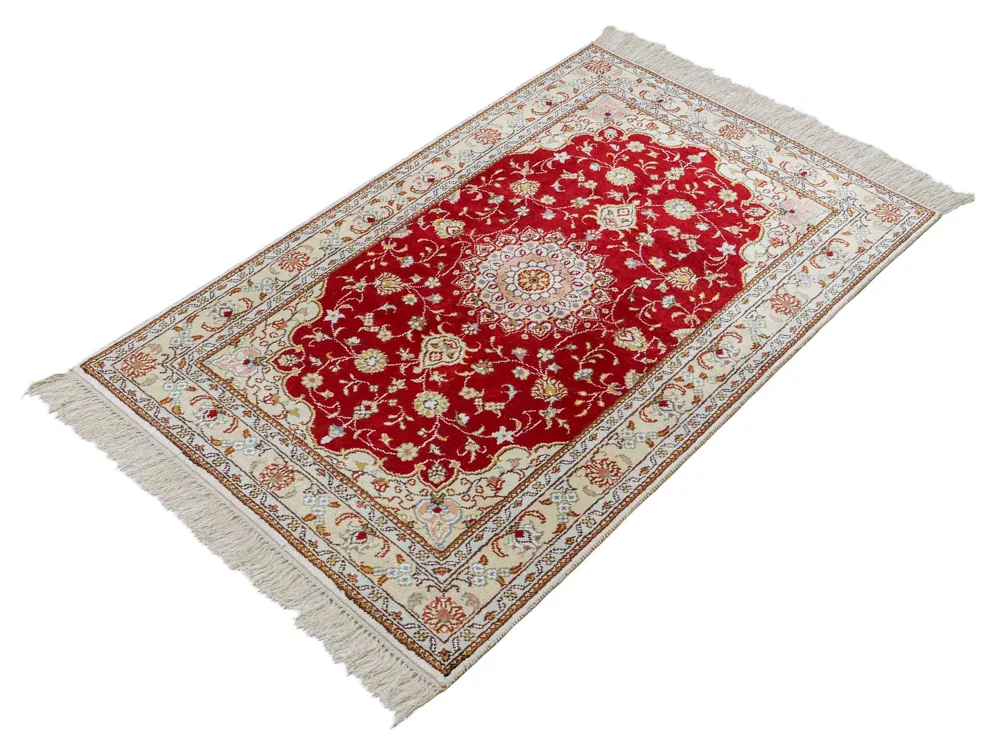 Silketeppe - Kina silke - 120 x 77 cm - rød