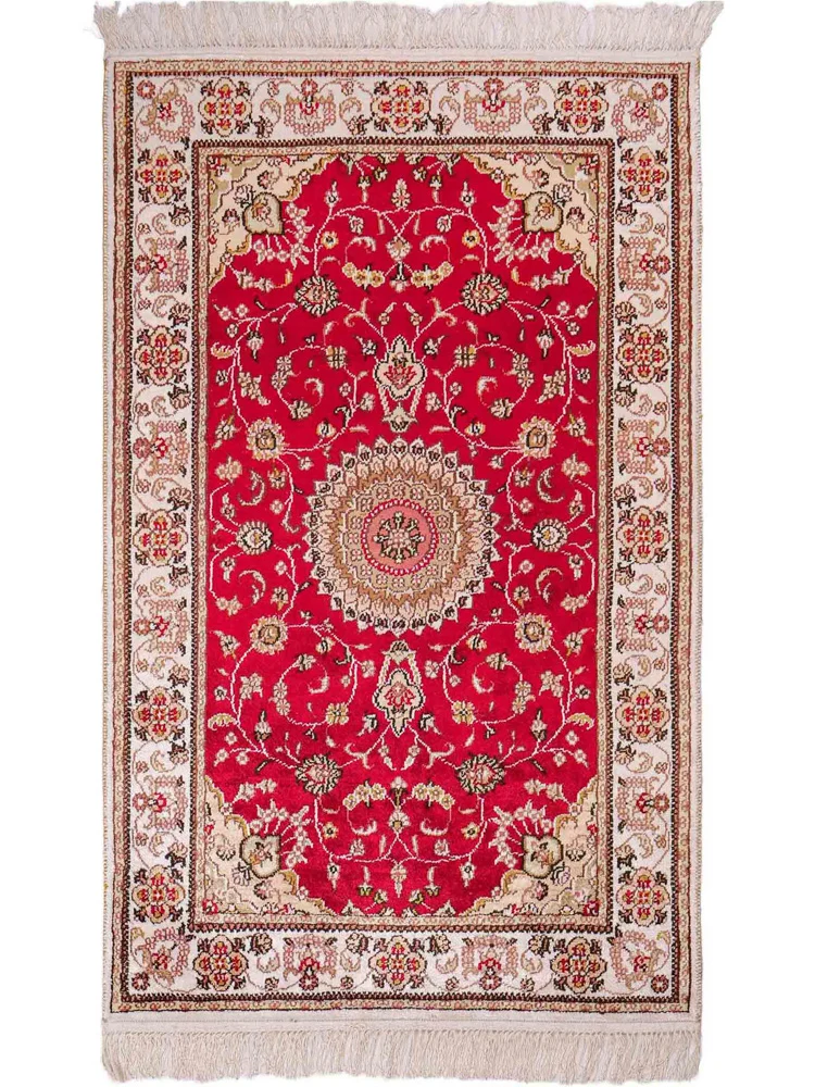 Silketeppe - Kina silke - 120 x 76 cm - rød