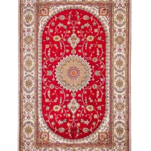 Silketeppe - Kina silke - 120 x 77 cm - rød