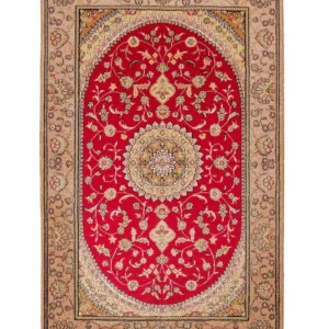 Silketeppe - Kina silke - 121 x 78 cm - rød