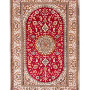 Silketeppe - Kina silke - 122 x 81 cm - rød