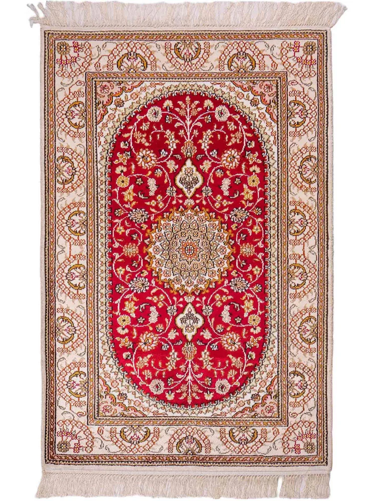 Silketeppe - Kina silke - 122 x 81 cm - rød