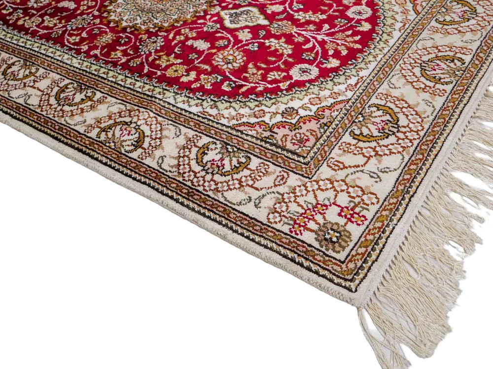 Silketeppe - Kina silke - 122 x 81 cm - rød