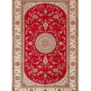 Silketeppe - Kina silke - 122 x 76 cm - rød