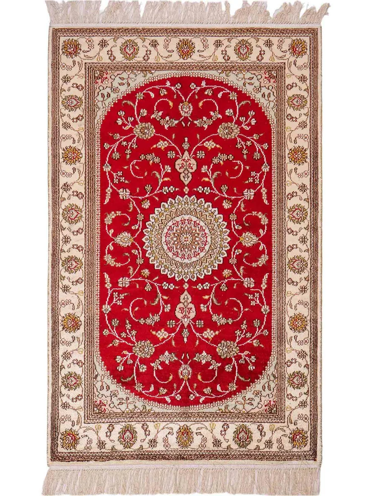 Silketeppe - Kina silke - 122 x 76 cm - rød