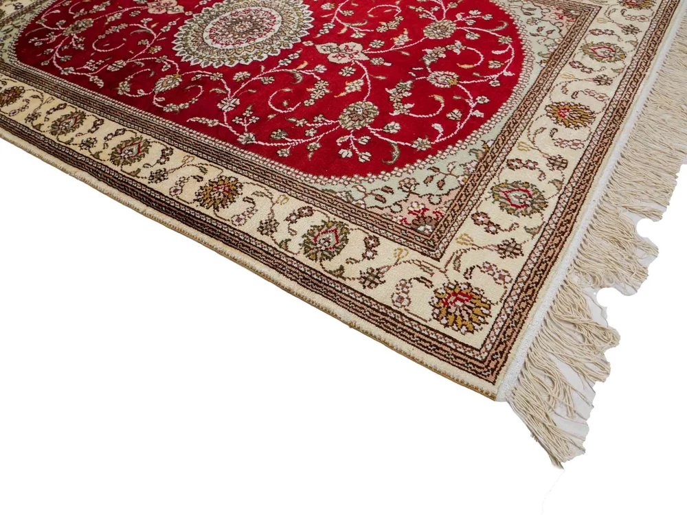Silketeppe - Kina silke - 122 x 76 cm - rød