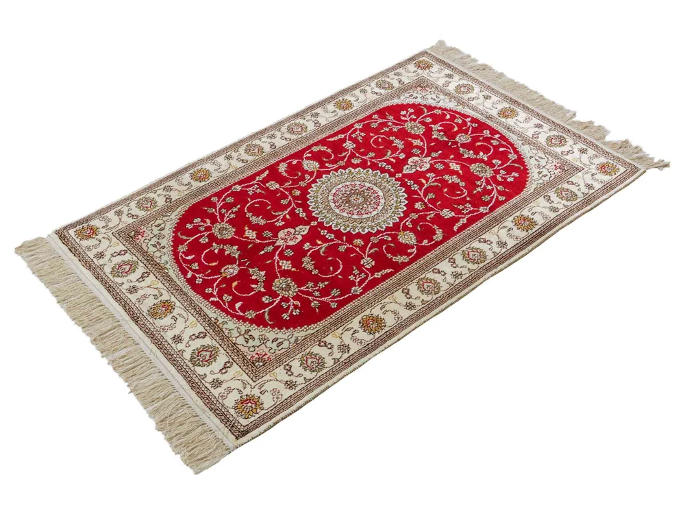 Silketeppe - Kina silke - 122 x 76 cm - rød