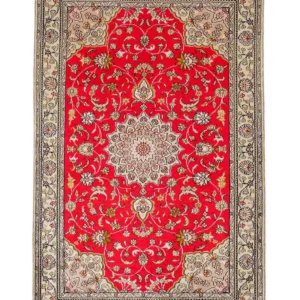 Silketeppe - Kina silke - 122 x 78 cm - rød