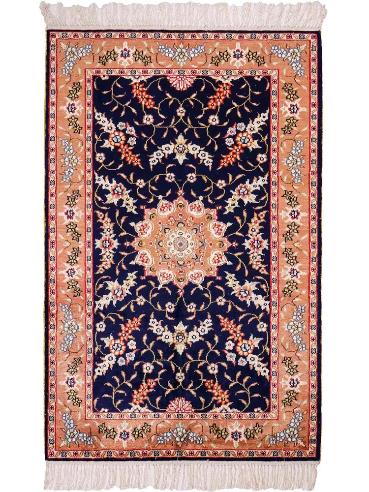 Silketeppe - Kina silke - 122 x 78 cm - mørkeblå