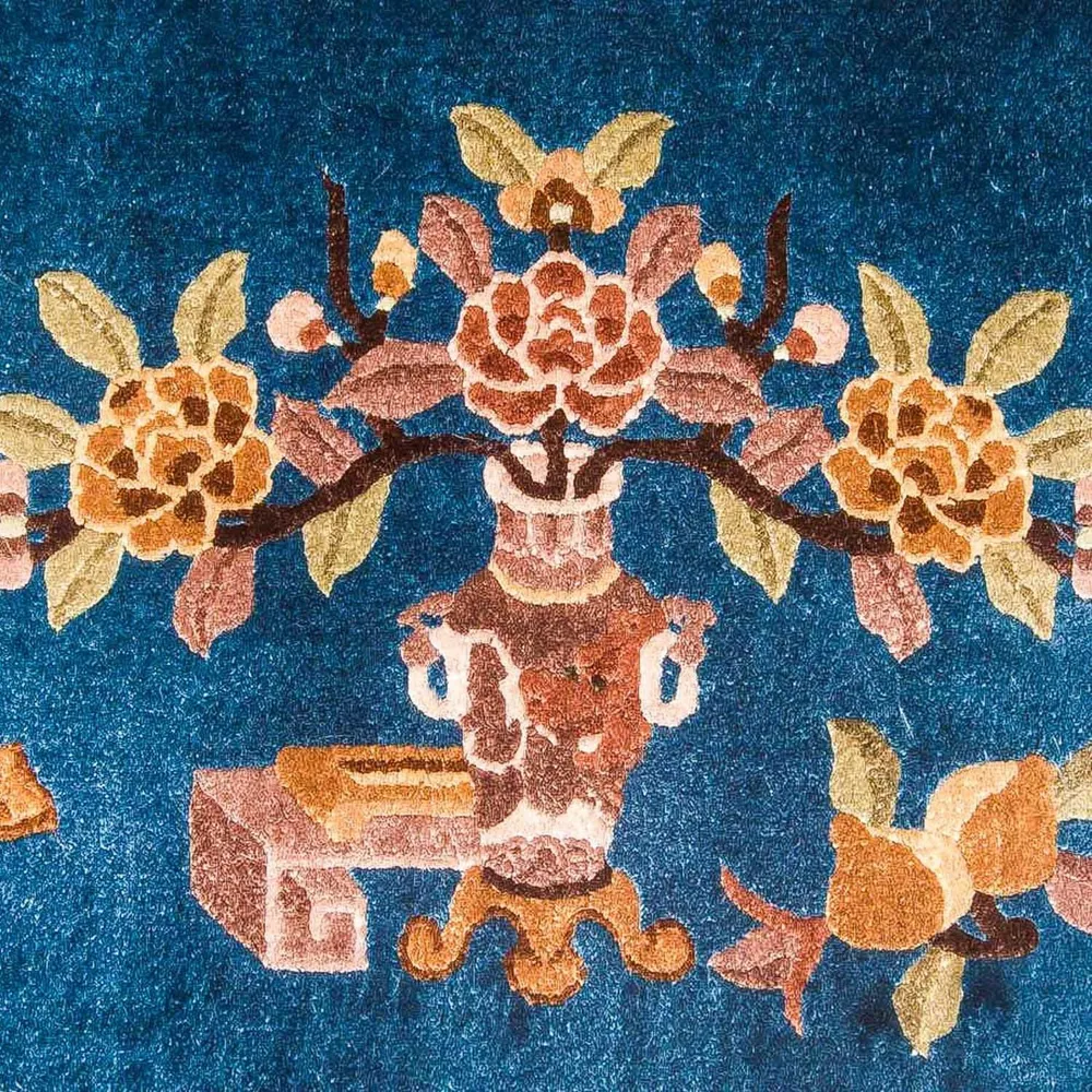 Silketeppe - Kina silke - 122 x 69 cm - mørkeblå