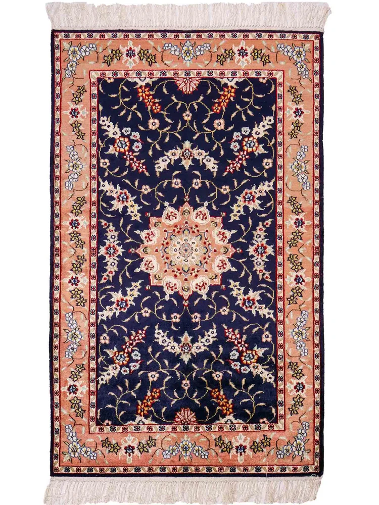 Silketeppe - Kina silke - 123 x 77 cm - mørkeblå
