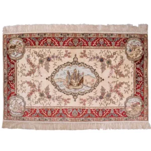 Silketeppe - Kina silke - 153 x 95 cm - lys beige