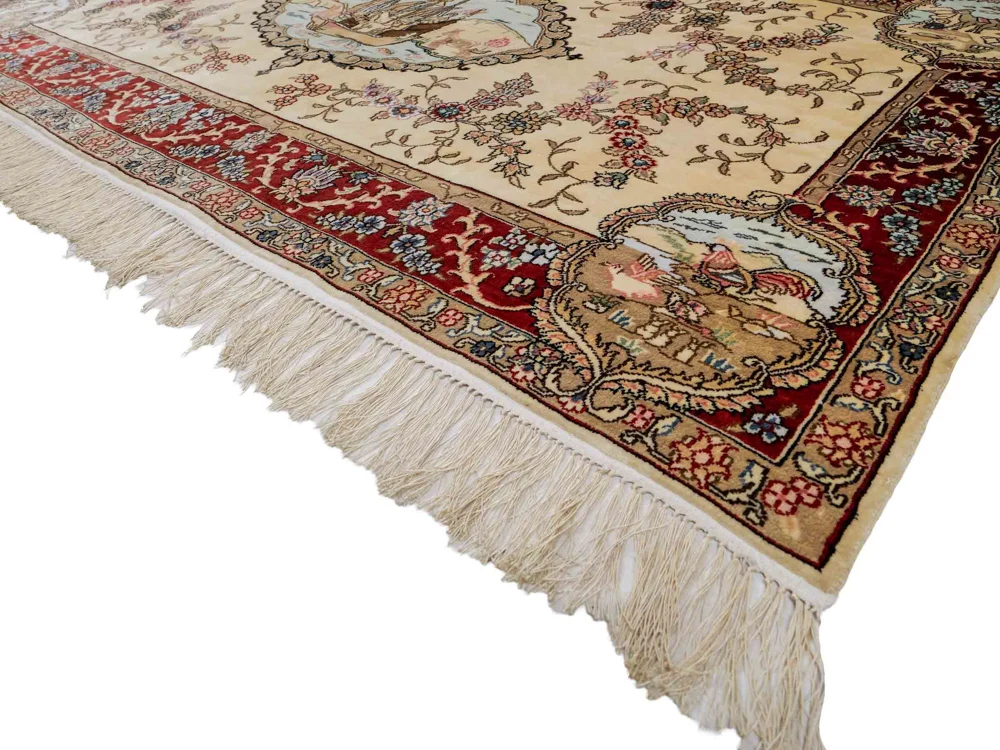 Silketeppe - Kina silke - 153 x 95 cm - lys beige