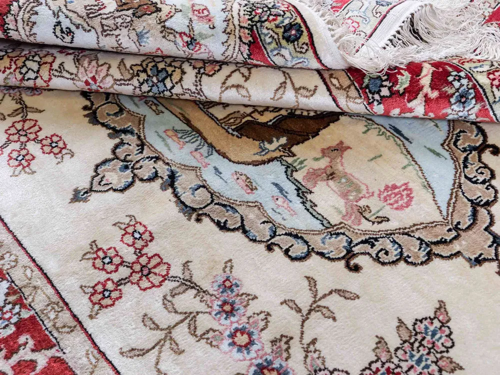 Silketeppe - Kina silke - 153 x 95 cm - lys beige