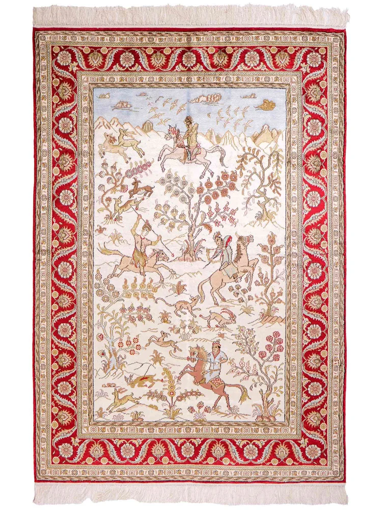 Silketeppe - Kina silke - 176 x 124 cm - beige