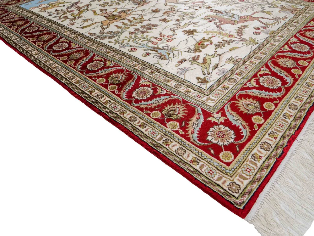 Silketeppe - Kina silke - 176 x 124 cm - beige