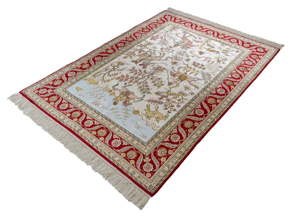 Silketeppe - Kina silke - 176 x 124 cm - beige