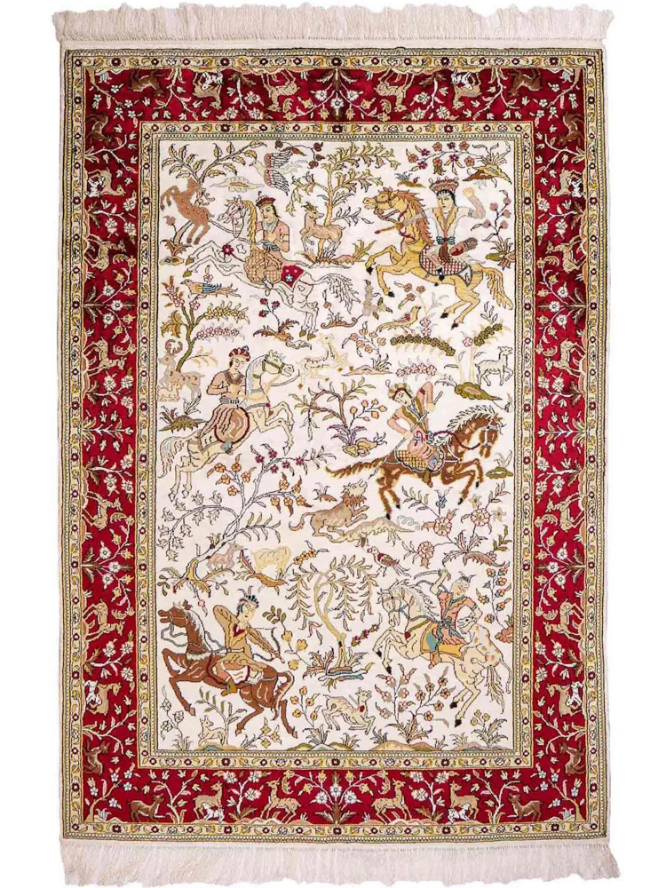 Silketeppe - Kina silke - 180 x 123 cm - beige