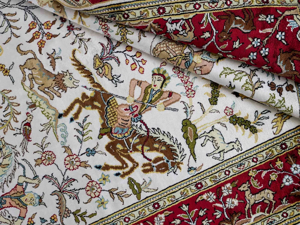 Silketeppe - Kina silke - 180 x 123 cm - beige