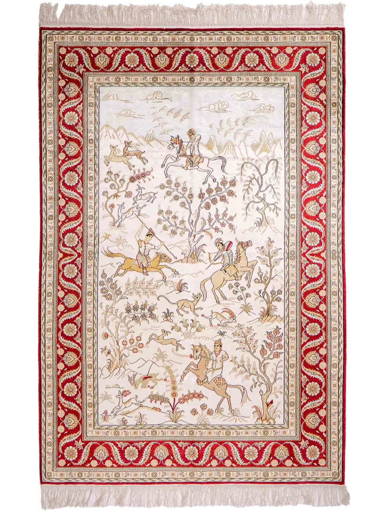 Silketeppe - Kina silke - 183 x 124 cm - beige