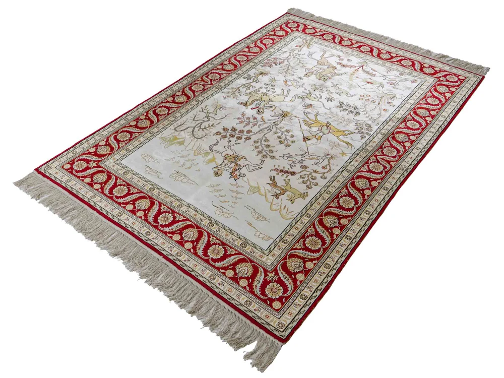 Silketeppe - Kina silke - 183 x 124 cm - beige