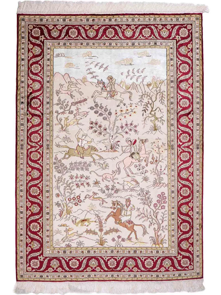 Silketeppe - Kina silke - 183 x 125 cm - beige