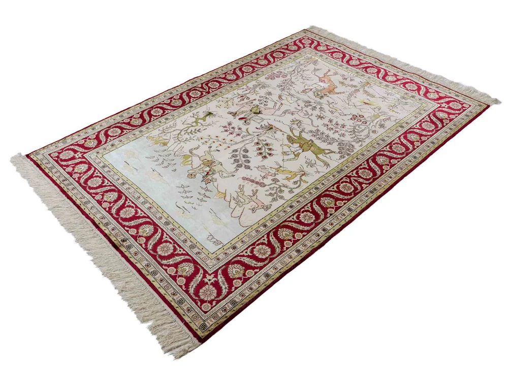 Silketeppe - Kina silke - 183 x 125 cm - beige