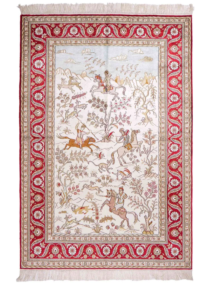 Silketeppe - Kina silke - 185 x 126 cm - beige