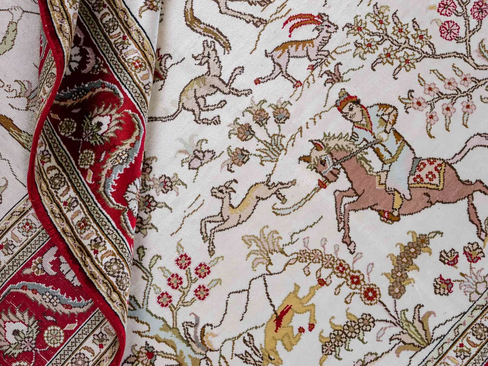 Silketeppe - Kina silke - 185 x 126 cm - beige
