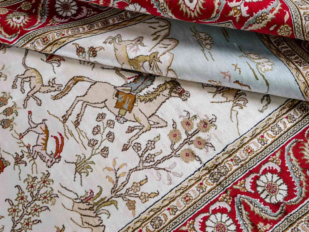 Silketeppe - Kina silke - 185 x 126 cm - beige