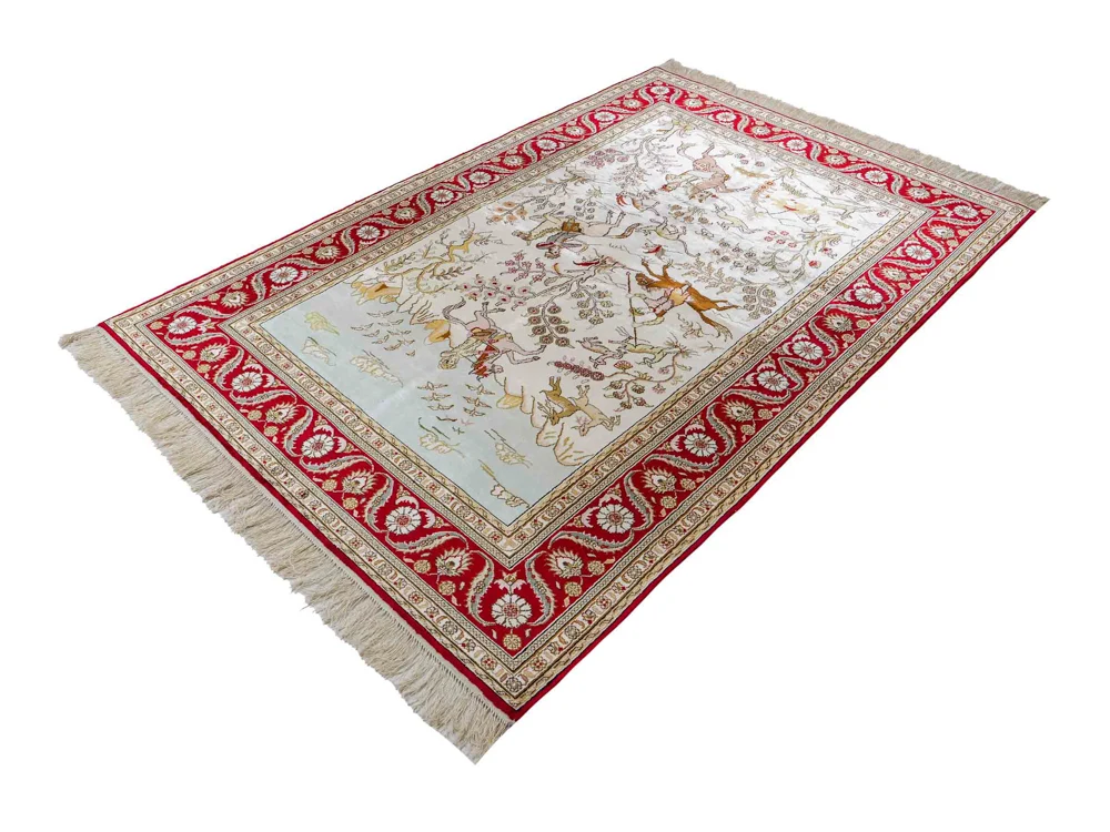 Silketeppe - Kina silke - 185 x 126 cm - beige