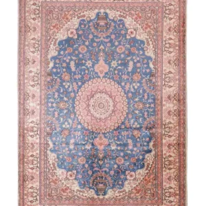 Silketeppe - Kina silke - 192 x 123 cm - blå