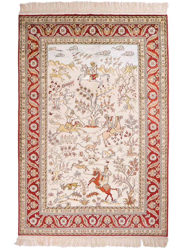 Silketeppe - Kina silke - 193 x 121 cm - beige