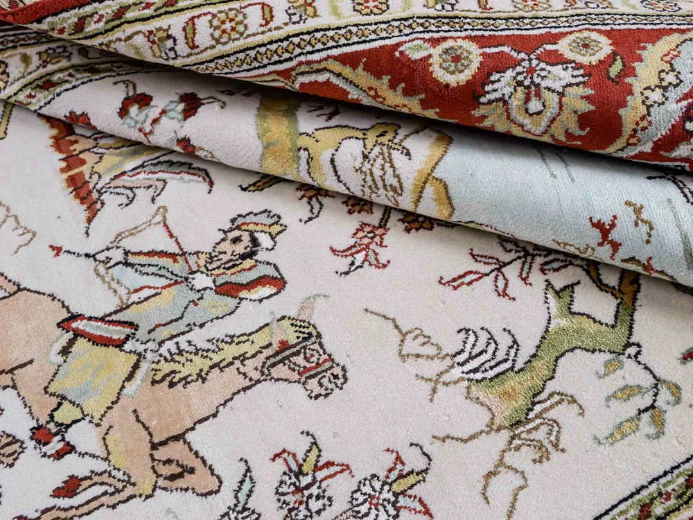 Silketeppe - Kina silke - 193 x 121 cm - beige