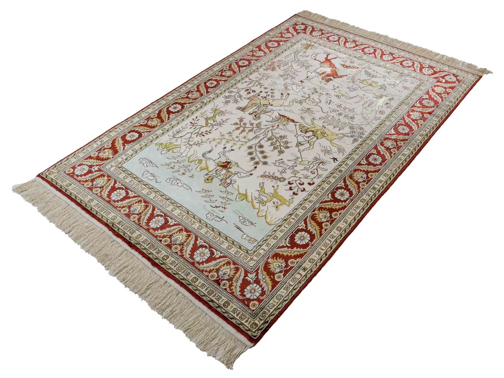 Silketeppe - Kina silke - 193 x 121 cm - beige