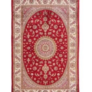 Silketeppe - Kina silke - 90 x 59 cm - rød