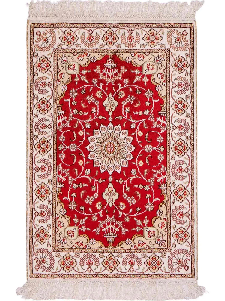Silketeppe - Kina silke - 89 x 62 cm - rød