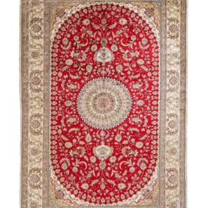 Silketeppe - Kina silke - 240 x 153 cm - rød