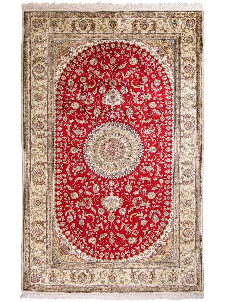 Silketeppe - Kina silke - 240 x 153 cm - rød