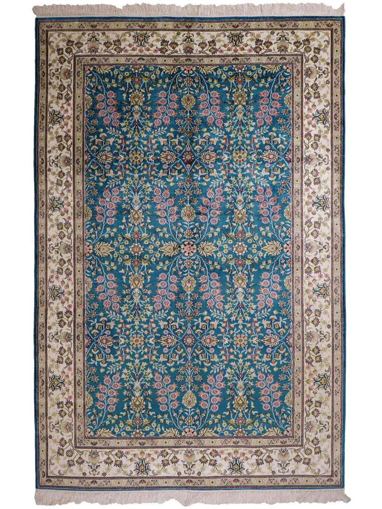 Silketeppe - Kina silke - 242 x 155 cm - bensinblå