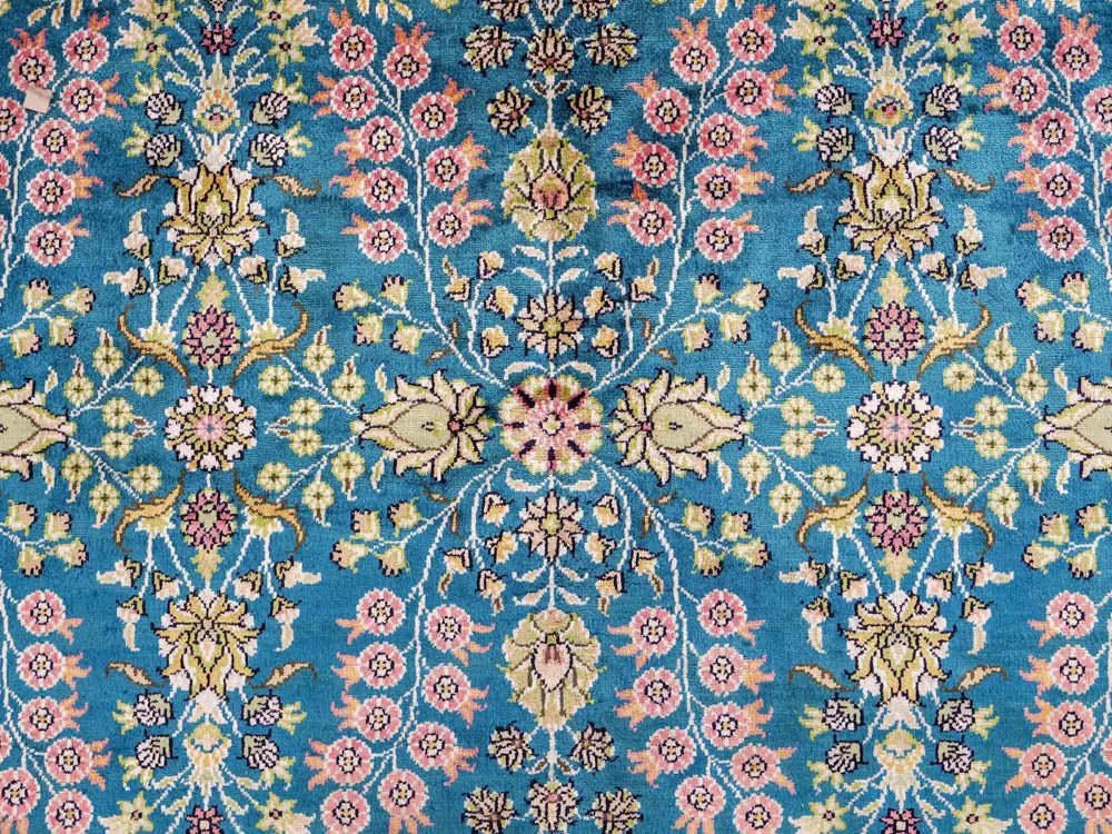 Silketeppe - Kina silke - 242 x 155 cm - bensinblå