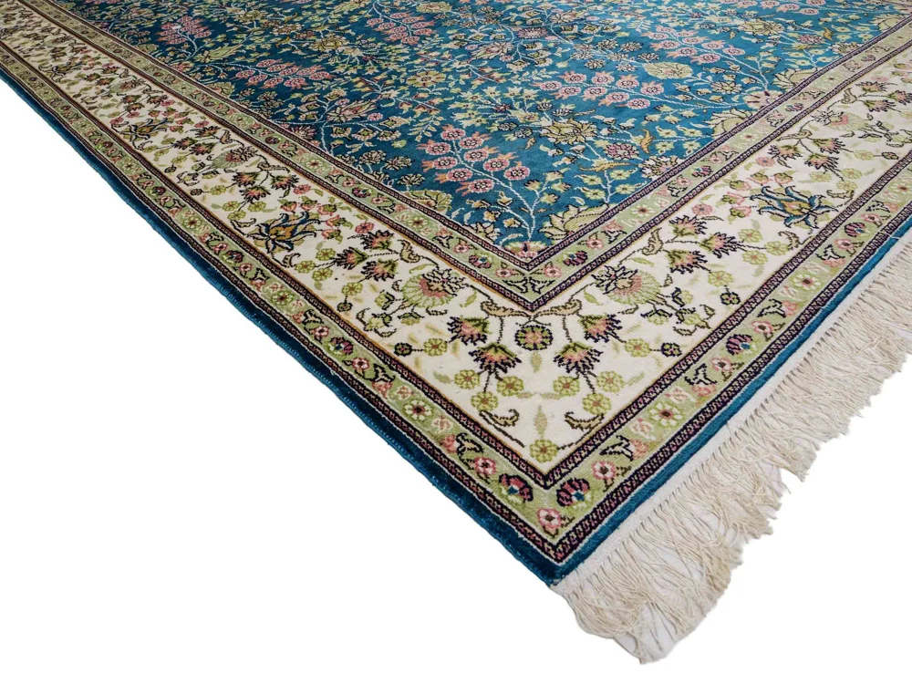 Silketeppe - Kina silke - 242 x 155 cm - bensinblå