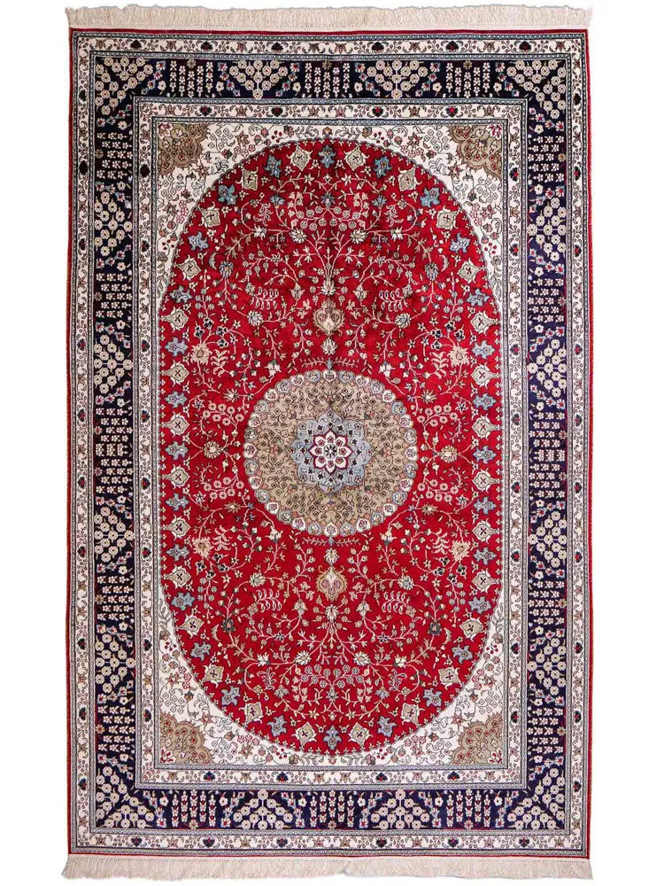 Silketeppe - Kina silke - 246 x 152 cm - rød