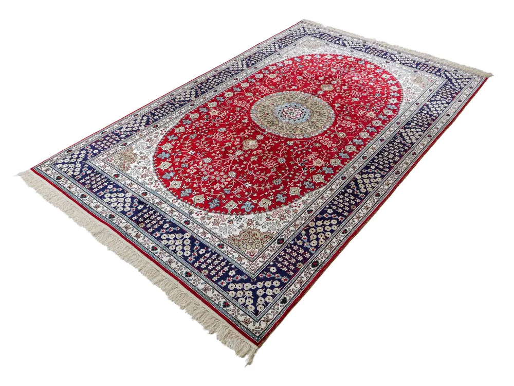 Silketeppe - Kina silke - 246 x 152 cm - rød