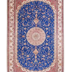 Silketeppe - Kina silke - 247 x 155 cm - blå
